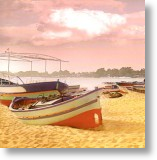 Boats on the Beach, Scenic Blank Card