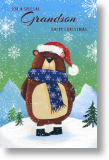 Brown Bear, Cute Grandson Christmas Card