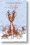 Cute Reindeer, Wife Christmas Card