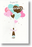 Heart Balloons, 1st Anniversary Card