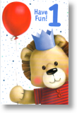 Party Lion, 1st Birthday Card