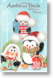 Penguin Trio, Auntie and Uncle Cute Christmas Card