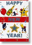 Celebrating Penguins, New Year Card