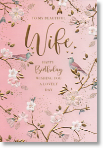 Birds and Blossom, Wife Birthday Card