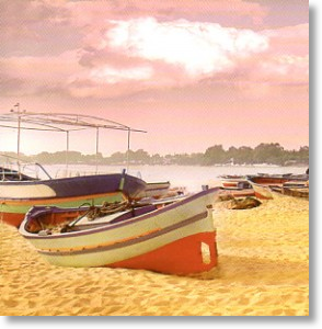 Boats on the Beach, Scenic Blank Card