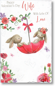 Bunnies, Cute Wife Valentine's Day Card - Large Card