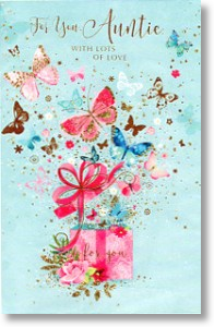 Butterfly Gift, Auntie Birthday Card