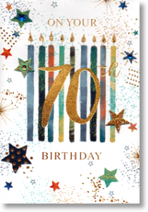 Candles and Stars, 70th Birthday Card