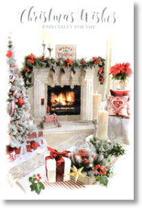 Cosy Fireplace, Christmas Card