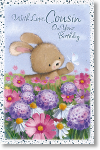 Cute Bunny, Cousin Birthday Card