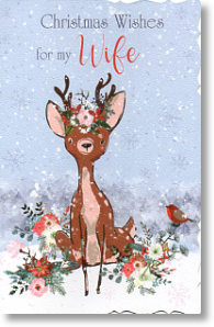 Cute Reindeer, Wife Christmas Card