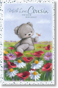 Daisies and Poppies, Cousin Birthday Card