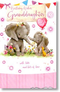 Elephants, Cute Granddaughter Birthday Card