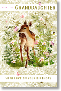 Fallow Deer, Granddaughter Birthday Card