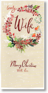 Festive Wreath, Wife Christmas Card