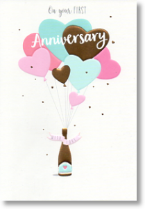 Heart Balloons, 1st Anniversary Card