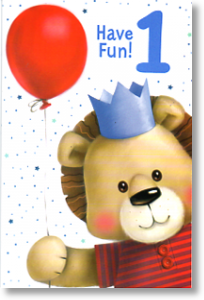 Party Lion, 1st Birthday Card