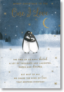 Penguin Couple, One I Love Christmas Card