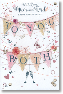 Bunting, Mum and Dad Anniversary Card