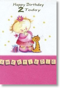 Sweetiepie, 2nd Birthday Card