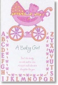 A B C, New Baby Girl Card