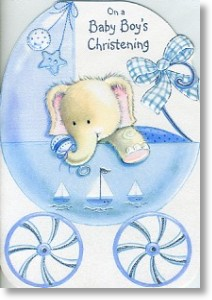 Elephant, Christening Card