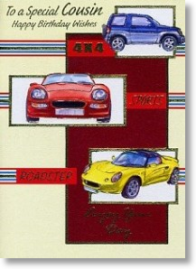 Fast Cars, Cousin Birthday Card