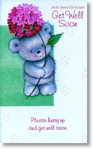 Teddy With Blossom, Cute Get Well Card