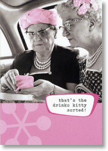 Drinks Kitty, Funny Blank Card