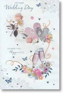 Champagne Flutes, Wedding Card