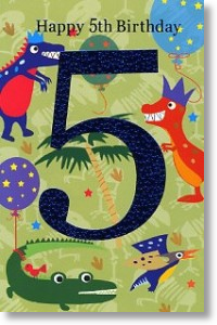 Dinosaurs, 5th Birthday Card